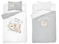 Pościel dla dzieci - Pościel dziecięca dwustronna Miś na Księżycu szaro-biała – 90x120 cm – MAYAMOO - miniaturka - grafika 1