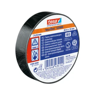 Tesa Taśma izolacyjna PVC do zastosowań elektrycznych 20 m x 19 mm czarna - Taśmy izolacyjne i naprawcze - miniaturka - grafika 1