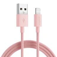 Kable USB - Kabel przewód w oplocie do iPhoneUSB-A - Lightning 2m pastel różowy - miniaturka - grafika 1