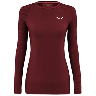 Koszulka damska Salewa Cristallo Warm Amr W L/S Tee. Rozmiar: M / Kolor: czerwony/biały - Koszulki sportowe damskie - miniaturka - grafika 1