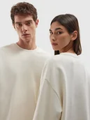 Bluzy damskie - 4F BLUZA DRESOWA NIEROZPINANA BEZ KAPTURA UNISEX U1313 ZŁAMANA BIEL XL - miniaturka - grafika 1