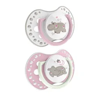 Smoczki uspokajające - Helbo Lovi smoczek silikonowy dynamiczny 3-6m-cy 2szt. Night&Day Girl Hippo - miniaturka - grafika 1