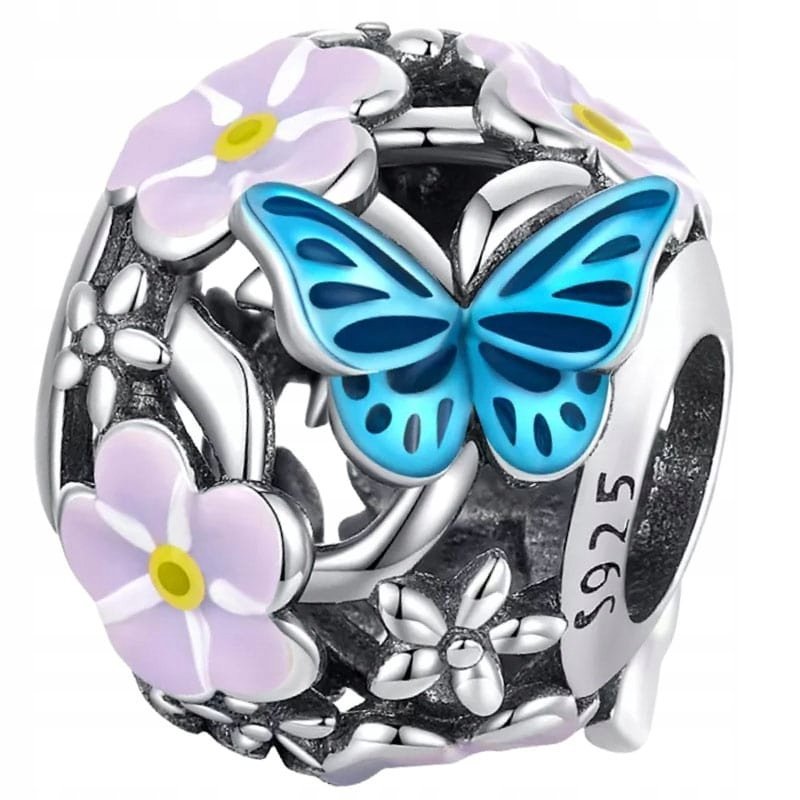 Charms Zawieszka Charms Kwiaty Motyle Srebro 925 Charmsy Trusky