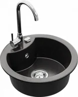 Zlewozmywaki z baterią - Mexen Zlewozmywak  Diego granitowy 1-komorowy z baterią kuchenną Telma, czarny nakrapiany - 6512-76-670200-00 - miniaturka - grafika 1