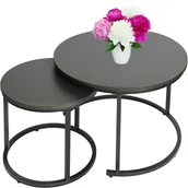 Ławy i stoliki kawowe - Nowoczesne stoliki kawowe okrągłe zestaw 2w1 loft industrial ława stół stolik grafitowy - miniaturka - grafika 1