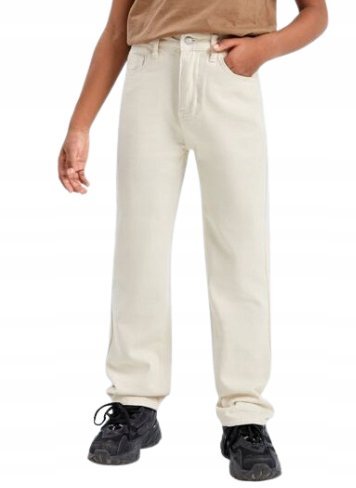 SHEIN JEANSY DZIEWCZĘCE BEŻOWE DŁUGIE 152 V3W