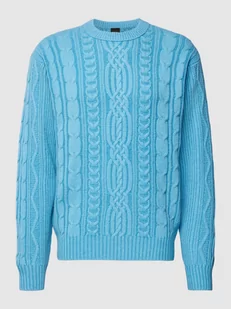 Sweter z dzianiny ze ściegiem warkoczowym model ‘Kubiel’ - Swetry męskie - miniaturka - grafika 1