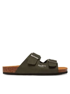 Pepe Jeans Klapki PMS90110 Khaki - Klapki i japonki męskie - miniaturka - grafika 1