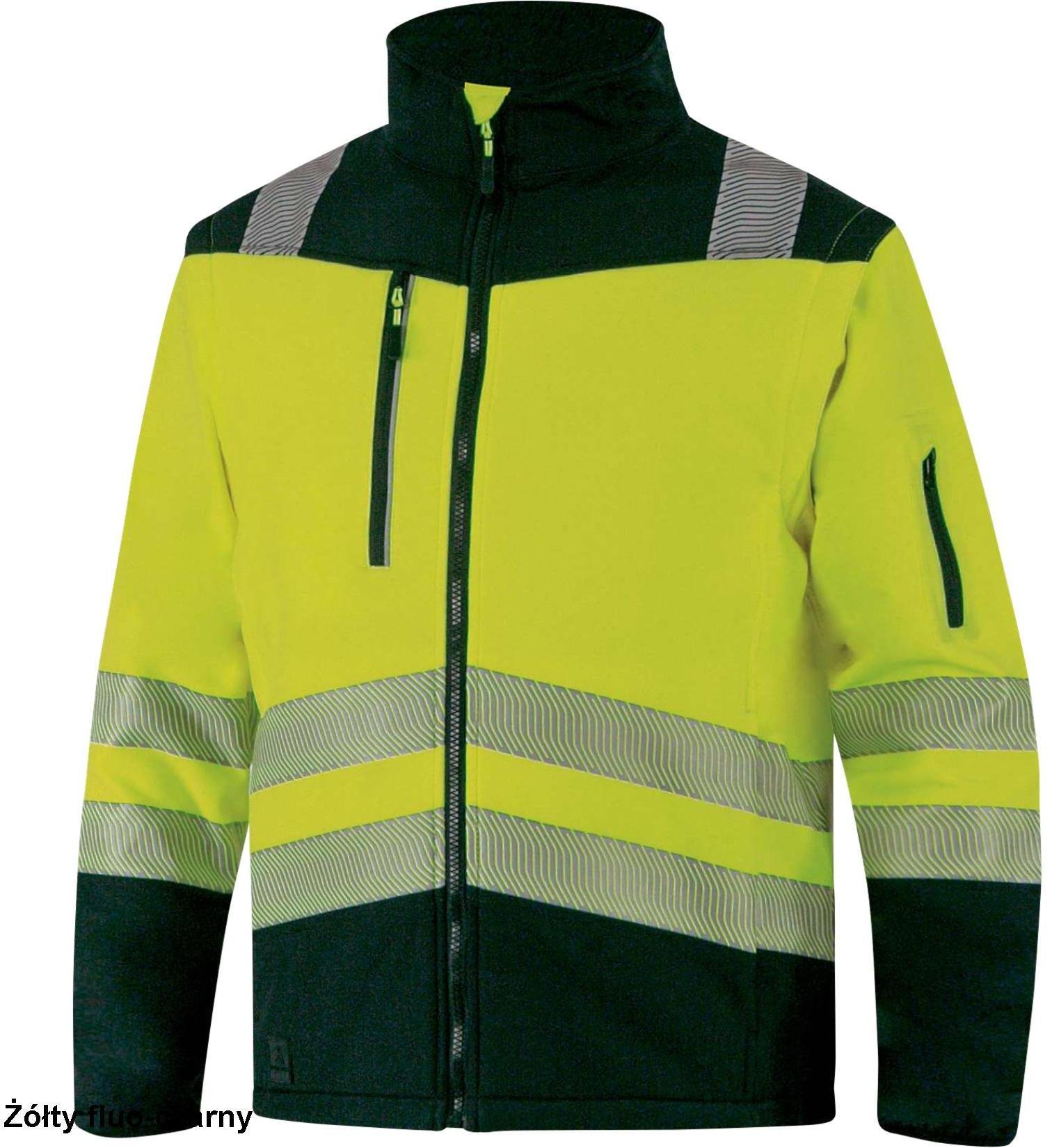 Kurtka męska Delta Plus Ostrzegawcza kurtka Softshell wodoodporna 2w1 odpinane rękawy odblaski dobra widzialność żółta pomarańczowa damska męska - żółty fluo-czarny 3XL