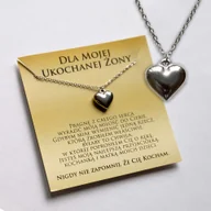 Naszyjniki - Naszyjnik z dedykacją serce srebrne na urodziny dla żony od męża - miniaturka - grafika 1