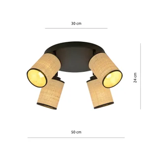 Emibig Yoga Premium lampa sufitowa (spot) 4-punktowa czarna/rattan 1151/4PREM - Lampy sufitowe - miniaturka - grafika 6