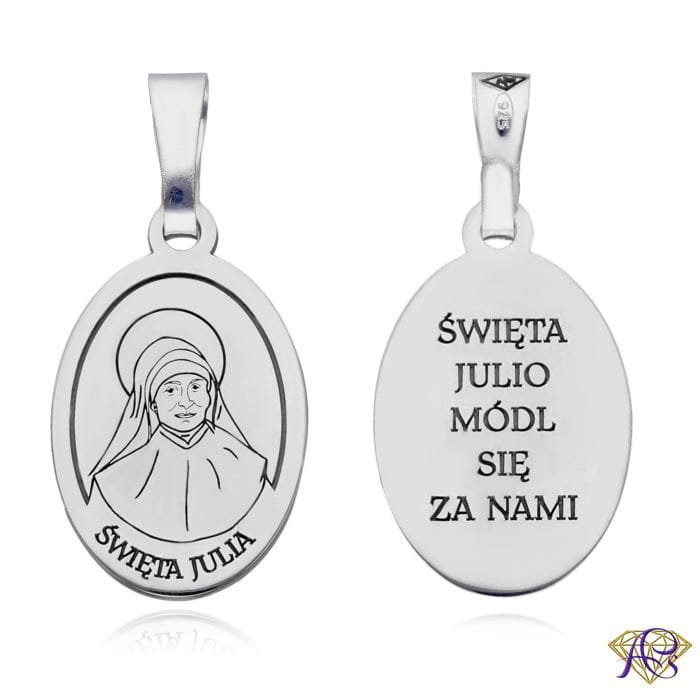 Srebrny medalik Ag 925 rodowany Św. Julia MDC096R