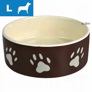 Trixie Miska ceramiczna brązowa w beżowe łapki 1,4L/20cm [TX-24533] - Miski dla psów - miniaturka - grafika 1