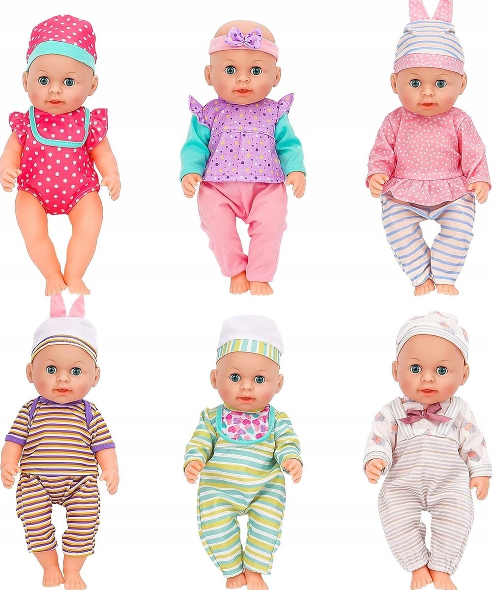 UBRANKA DLA LALEK ZESTAW 6 SZTUK SUKIENKI AKCESORIA 30-36CM ODZIEŻ STROJE
