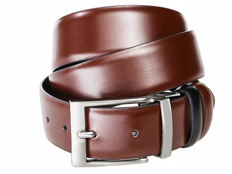 SKÓRZANY Pasek Spodni Skóra Jeans BRĄZOWY PD46 90