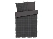 Pościel - LIVARNO home Pościel dwustronna z mikrowłókna satynowego, 160 x 200 cm (Szary/ w kratkę) - miniaturka - grafika 1