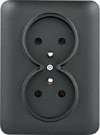 Gniazdka elektryczne - Hager Gniazdo z/u podwójne monoblok LUMINA - czarny mat - miniaturka - grafika 1