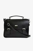 Torebki damskie - Skórzana czarna damska teczka SHE - miniaturka - grafika 1