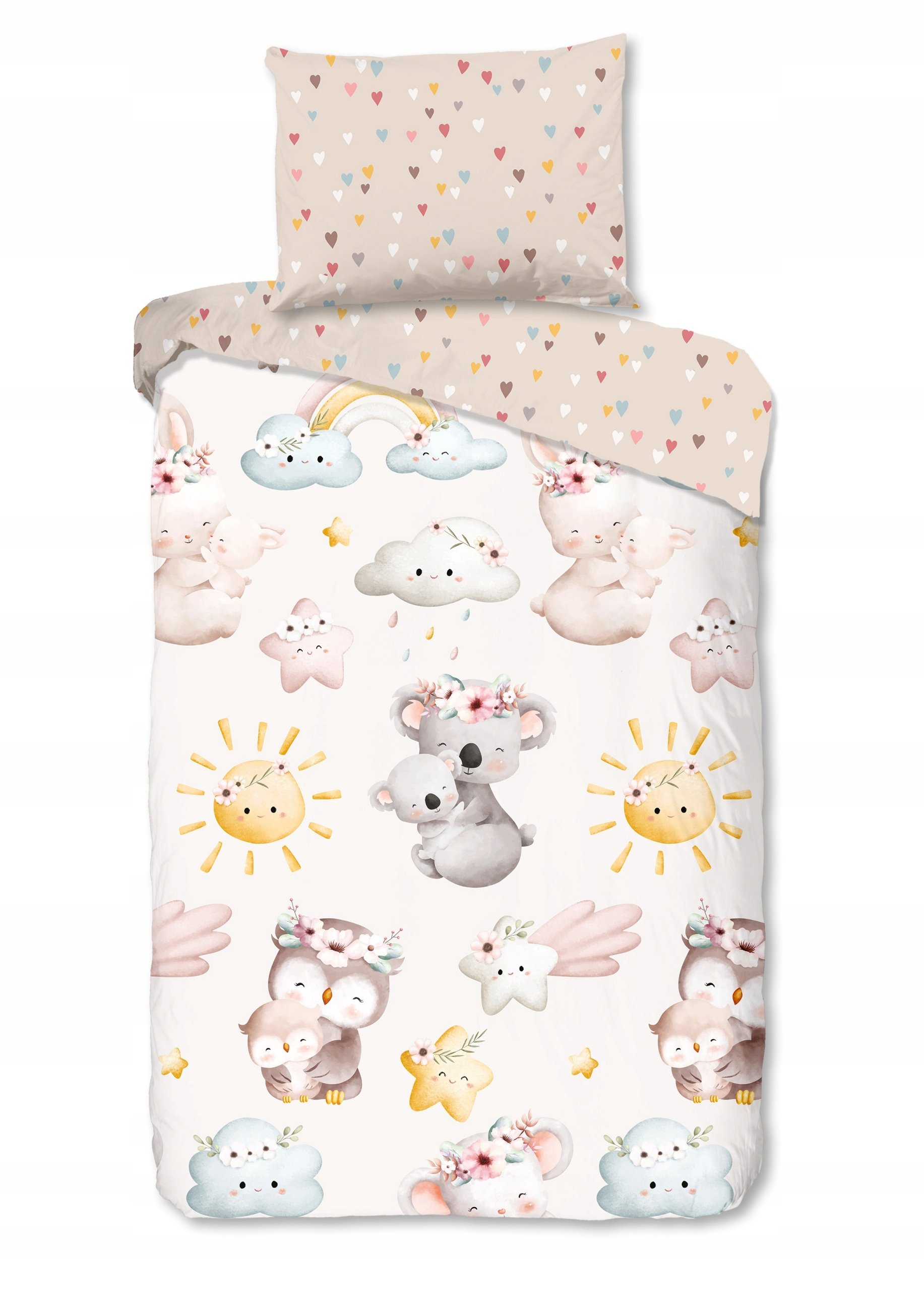 Brązowo-beżowa bawełniana pościel dziecięca jednoosobowa 140x200 cm Hugs – Good Morning