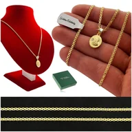 Biżuteria dla dzieci - PIĘKNY ZŁOTY ŁAŃCUSZEK BISMARK + MEDALIK SZKAPLERZ JEZUS MARYJA PR. 925/585 - miniaturka - grafika 1