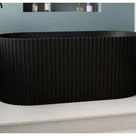 Wanny - VENTE-UNIQUE Wanna wolnostojąca akrylowa ryflowana - Czarny mat - 220 l - 150 x 75 x 58 cm - ALIENA - miniaturka - grafika 1