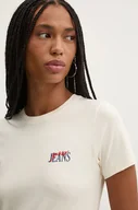 Koszulki sportowe damskie - Guess Jeans t-shirt damski kolor beżowy W4BI57 J1314 - miniaturka - grafika 1