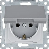 Gniazdka elektryczne - Hager Gniazdo schuko z klapką Lumina - srebrny mat - miniaturka - grafika 1
