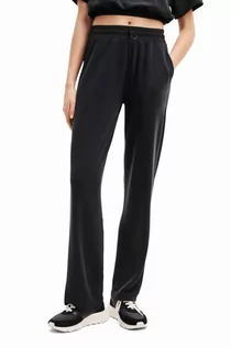 Spodnie damskie - Desigual spodnie dresowe kolor czarny gładkie - grafika 1