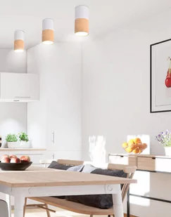 Oprawa sufitowa natynkowa tuba biała, boho, drewniana - Lampy sufitowe - miniaturka - grafika 1