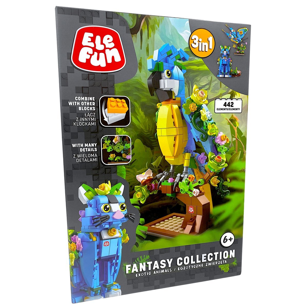Elefun Fantasy Collection 3w1 Egzotyczne Zwierzęta Klocki 442el.