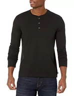 Koszule męskie - Lee Męski T-shirt, z długim rękawem, miękki, prana bawełna, koszula Henley, czarna, mała - miniaturka - grafika 1