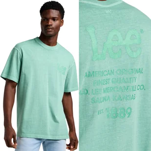 Lee LOGO LOOSE TEE BARDZO LUŹNY ZIELONY BAWEŁNIANY T-SHIRT KOSZULKA XXL - Koszulki męskie - miniaturka - grafika 1