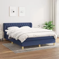 Łóżka - vidaXL Łóżko kontynentalne z materacem, niebieskie, tkanina 140x200 cm - miniaturka - grafika 1