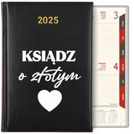 Notesy i bloczki - KALENDARZ CZARNY DZIENNY A5 2025 PLANER PREZENT DLA KSIĘDZA KATECHETY WZ - miniaturka - grafika 1