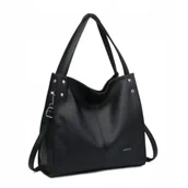 Torebki damskie - Czarna Pojemna Torebka Damska na Ramię LUIGISANTO Format A4 Skóra Eko - miniaturka - grafika 1