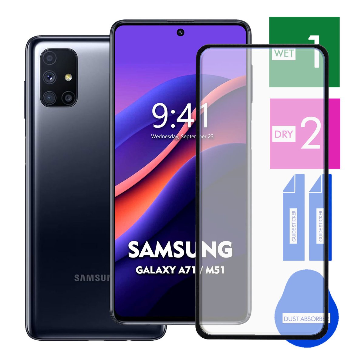 SZKŁO HARTOWANE DO SAMSUNG GALAXY A71 M51 NA TELEFON PEŁNE CAŁY EKRAN 9H 5D
