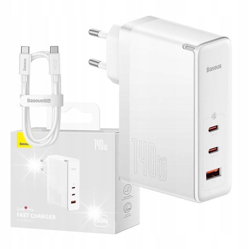 Baseus GaN5 Pro szybka ładowarka USB +2xUSB-C 140W