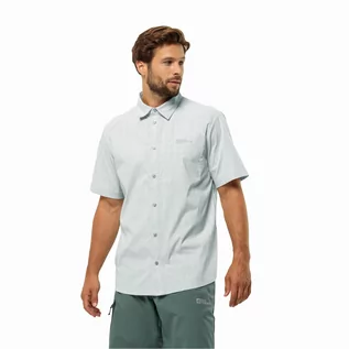 Koszule męskie - Męska koszula Jack Wolfskin NORBO S/S SHIRT M cool grey check - L - grafika 1