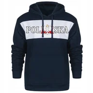 Bluzy męskie - BLUZA MESKA Z KAPTUREM KANGURKA Z NADRUKIEM POLSKA FLAGA DLA KIBICA L - miniaturka - grafika 1