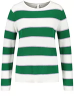 Swetry damskie - GERRY WEBER Edition Sweter damski 870504-44701, zielony/ecru/biały w prążki, 44, Zielony/ecru/biały kółko, 44 - miniaturka - grafika 1