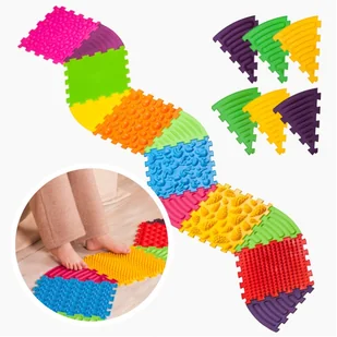 Mata Sensoryczna Do Masażu Stóp "Puzzle Mix" 6 Puzzle + 6 Trójkątów (12 El.) - Zabawki sensoryczne - miniaturka - grafika 1