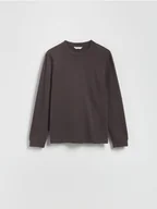 Koszulki męskie - Reserved - Bawełniany longsleeve - ciemnoszary - miniaturka - grafika 1