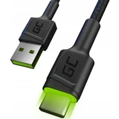 Kable USB - Green Cell Kabel Green Cell Ray USB USB-C 120cm z zielonym podświetleniem LED i obsługą szybkiego ładowania U KABGC06 - miniaturka - grafika 1