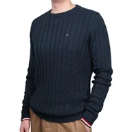 Swetry męskie - Sweter Tommy Hilfiger premium bawełna CABLE KNIT CREW NECK MW0MW13382002 L - miniaturka - grafika 1
