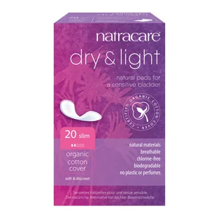 Natracare Dry & Light, wkładki urologiczne na nietrzymanie moczu z ekologicznej bawełny, Slim, 20 sztuk - Pieluchy dla dorosłych - miniaturka - grafika 1