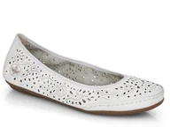 Baleriny - Baleriny damskie Rieker 41460-80 baletki białe skórzane ażurowe lekkie-42 - miniaturka - grafika 1