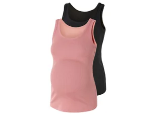 esmara® Top ciążowy prążkowany z bawełną organiczną, 2 sztuki (XL (48/50), Czarny/ różowy) - Bluzki ciążowe - miniaturka - grafika 1