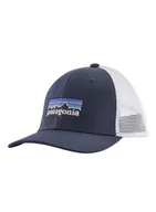 Czapki damskie - Dziecięca czapka z daszkiem Patagonia Kid's Trucker Hat - P-6 logo / navy blue - miniaturka - grafika 1