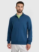 Bluzy męskie - 4F Bluza dresowa nierozpinana bez kaptura męska - turkusowa L - miniaturka - grafika 1