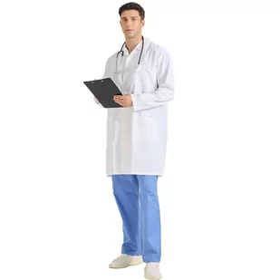 MISEMIYA - fartuch laboratoryjny fartuch lekarski unisex - biały fartuch męski - fartuch lekarski męski 8167, biały, XL - Fartuchy i rękawice kuchenne - miniaturka - grafika 1